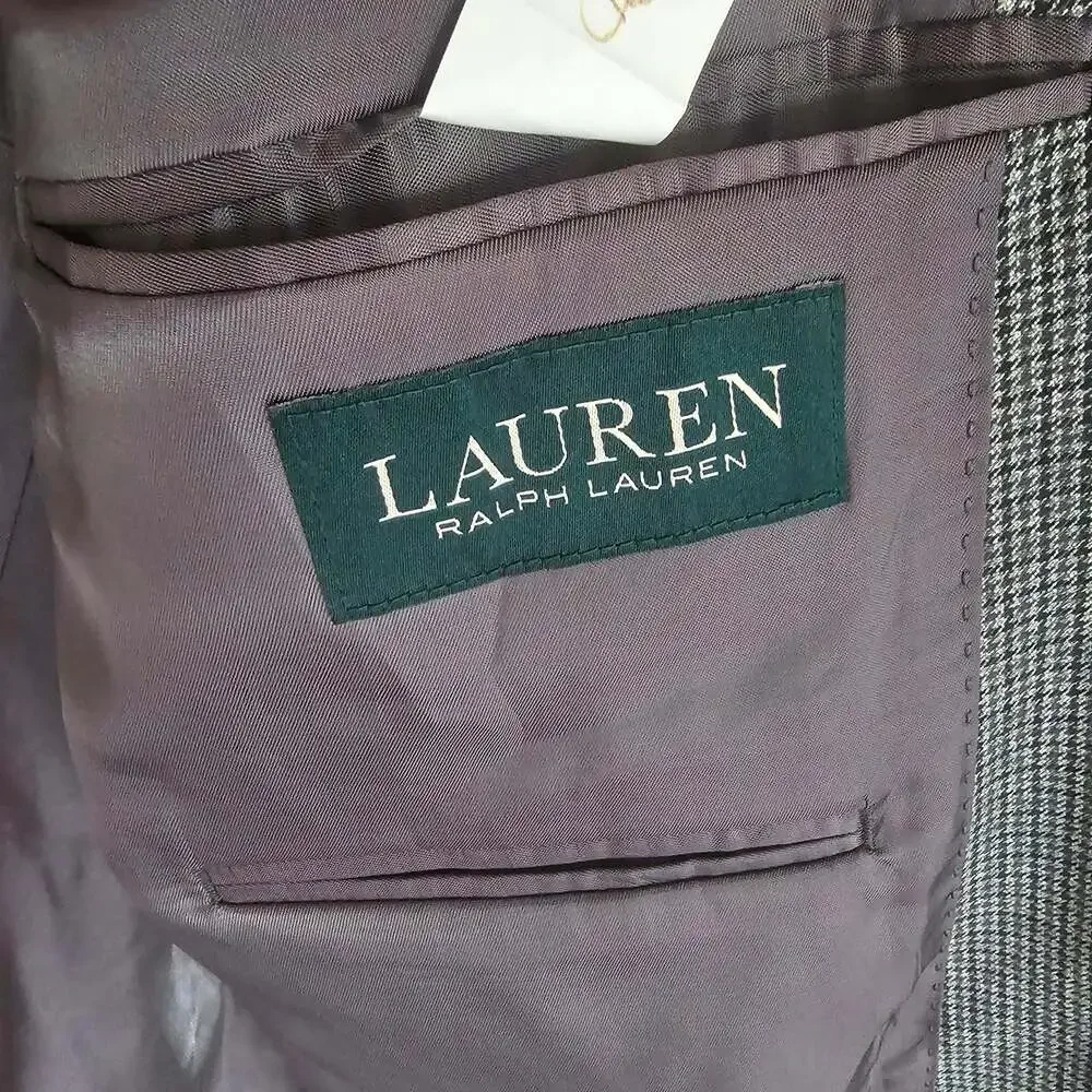 Lauren Ralph Lauren Gray Houndstooth Sport Coat Blazer 44R